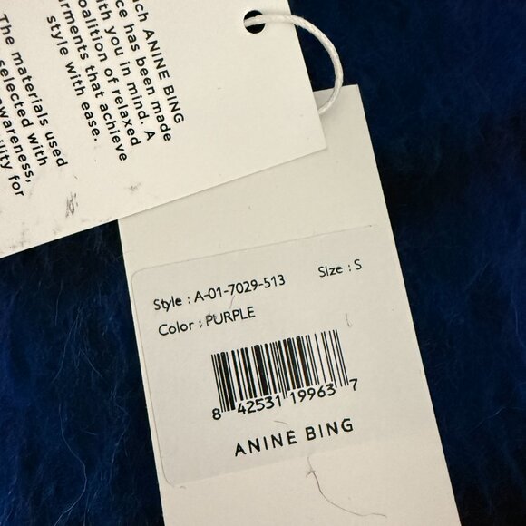 Anine Bing Samone Jacket in Purple Plaid S Wool - Picture 6 of 8